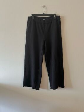 Eileen Fisher Organic Cotton High Rise Wide Leg Crop Sweatpants Black M